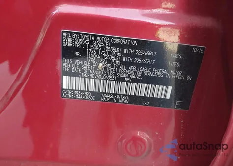 2016 Toyota Rav4 Le z USA, uszkodzony, nr VIN JTMZFREV6GJ060531